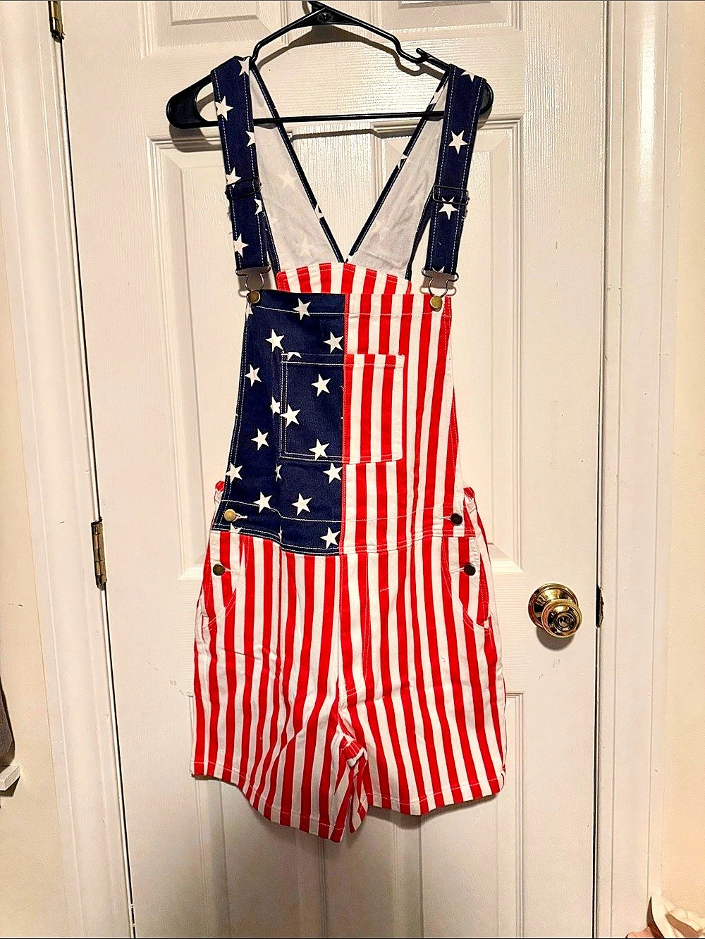 American Flag Overalls in Red & Blue Size XS NWT